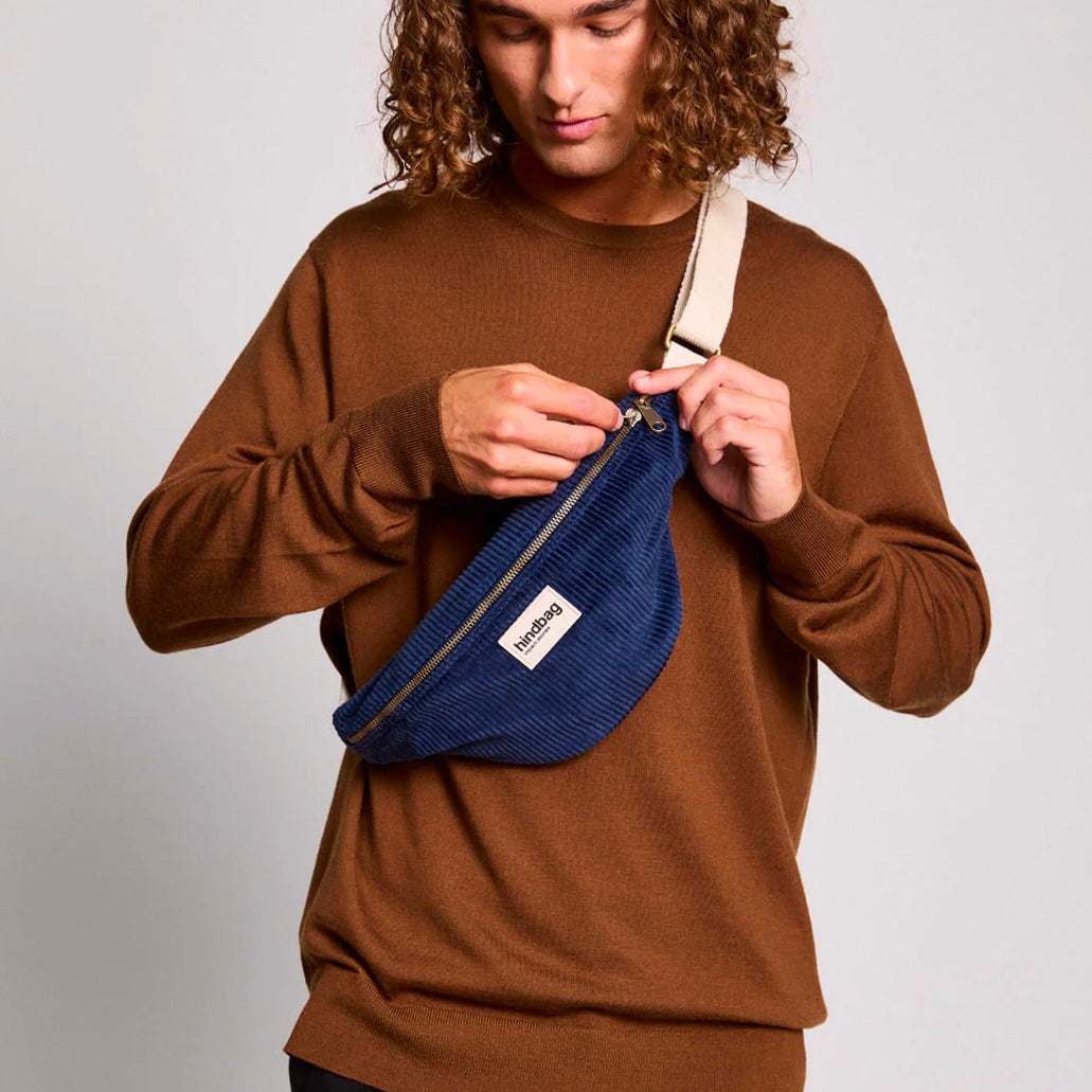 Olivia Bauchtasche - samt blau