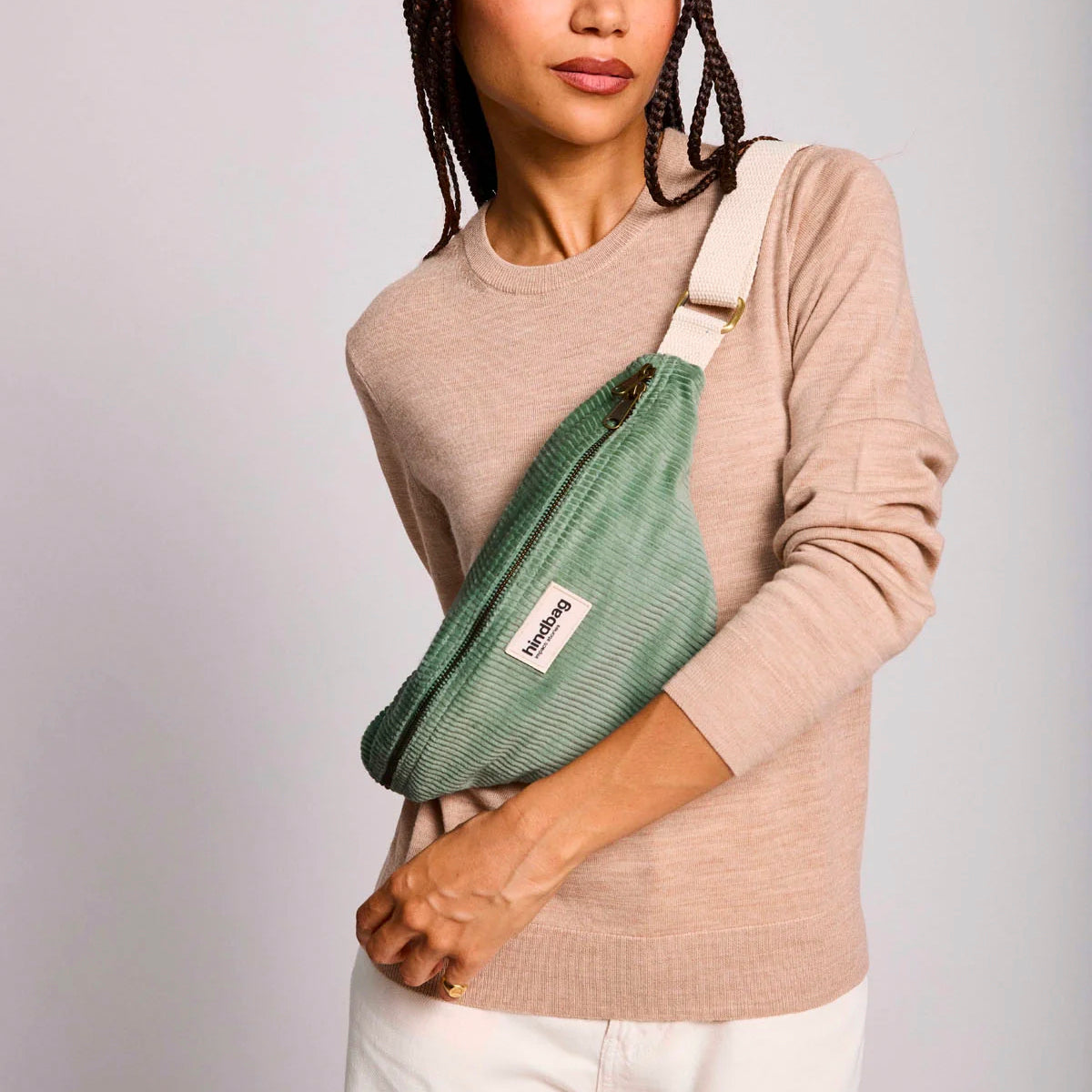 Olivia Bauchtasche - samt wassergrün