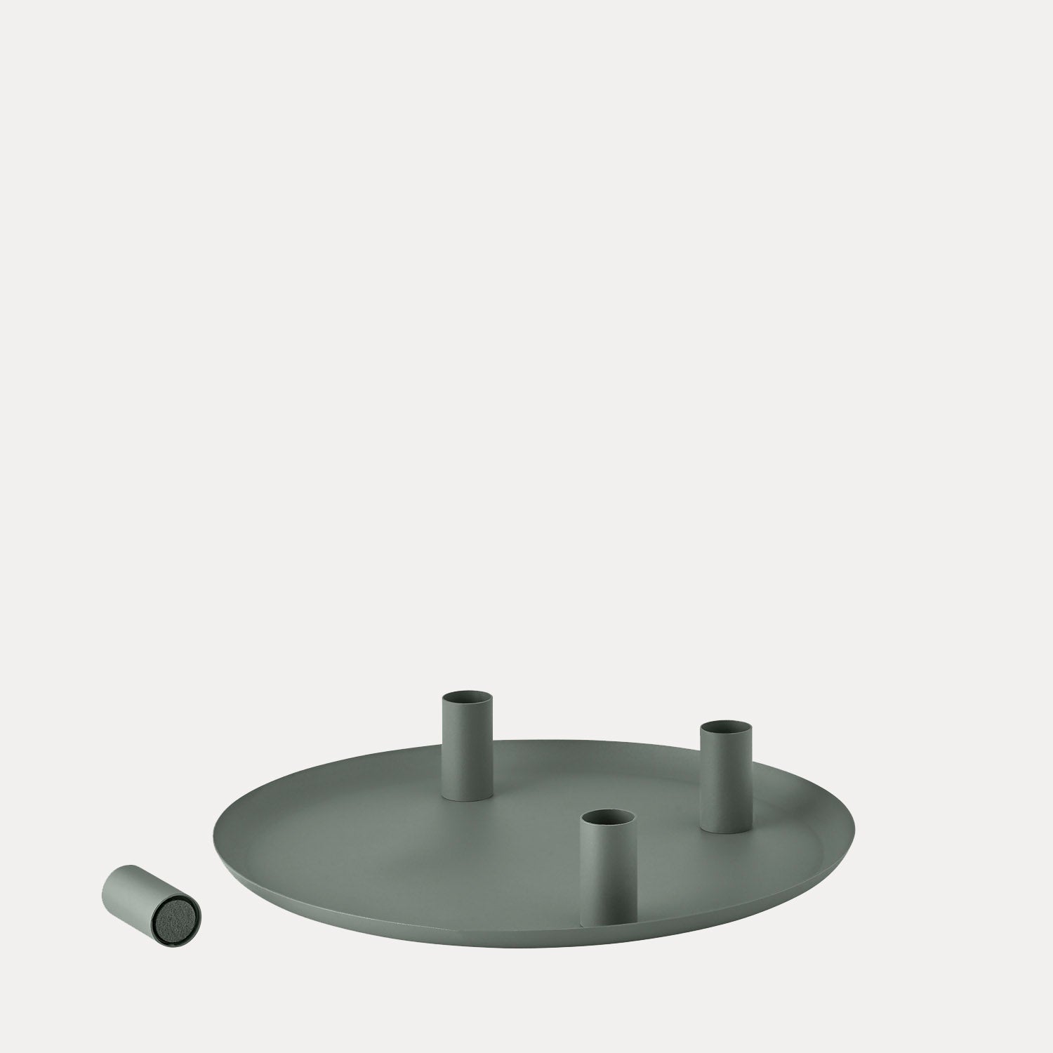 Tablett Loha rund mit magnetischen Kerzenhaltern - agave green