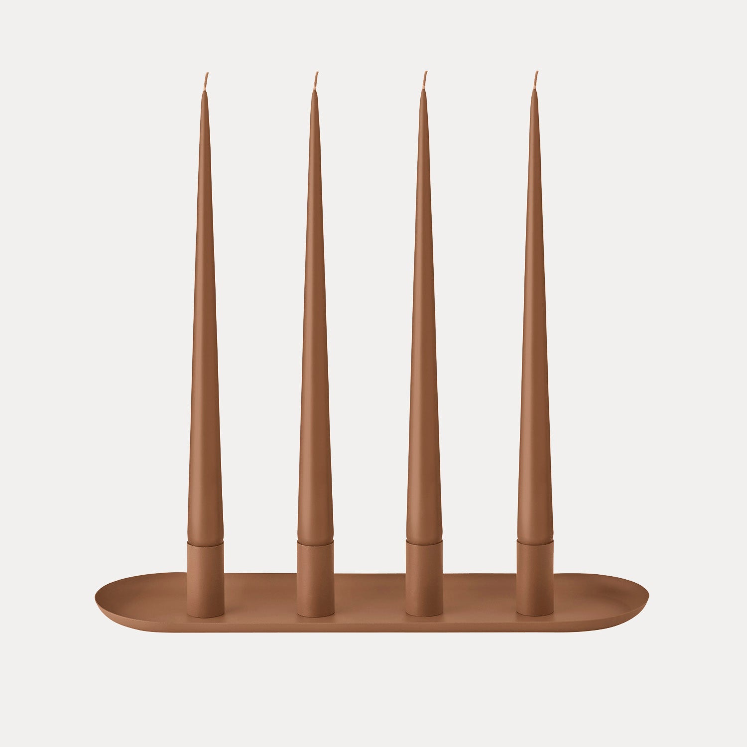 Tablett Loha oval mit magnetischen Kerzenhaltern - amber brown