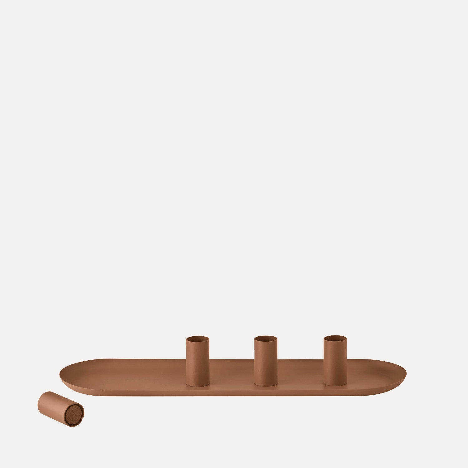 Tablett Loha oval mit magnetischen Kerzenhaltern - amber brown