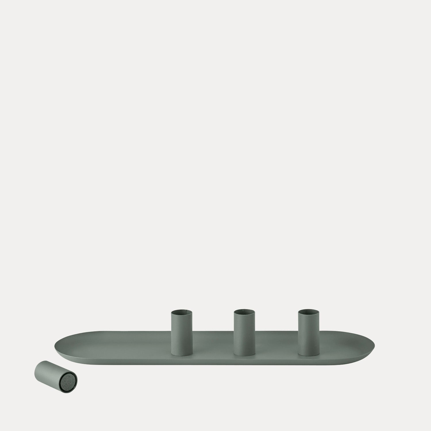 Tablett Loha oval mit magnetischen Kerzenhaltern - agave green