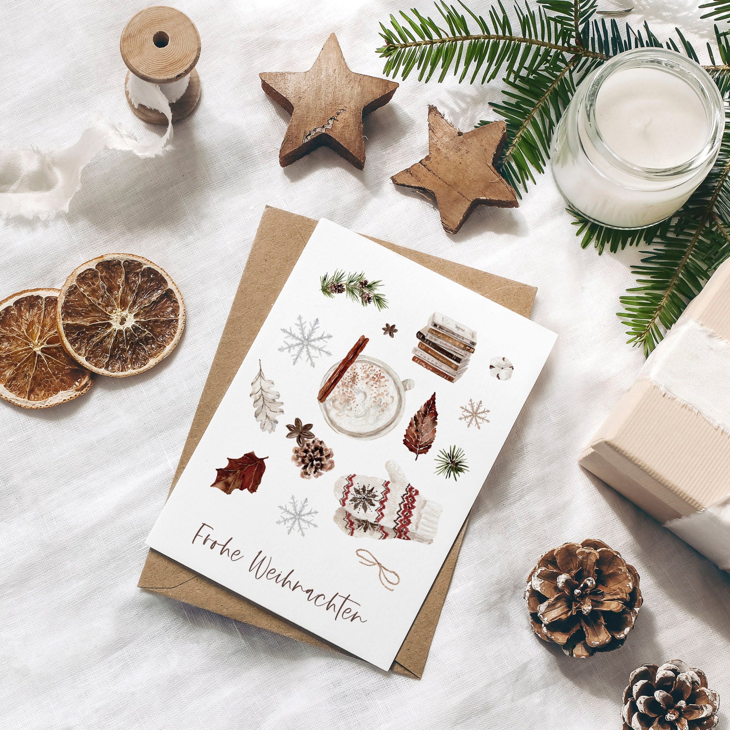 Weihnachtskarte auf Strukturpapier Cozy A6