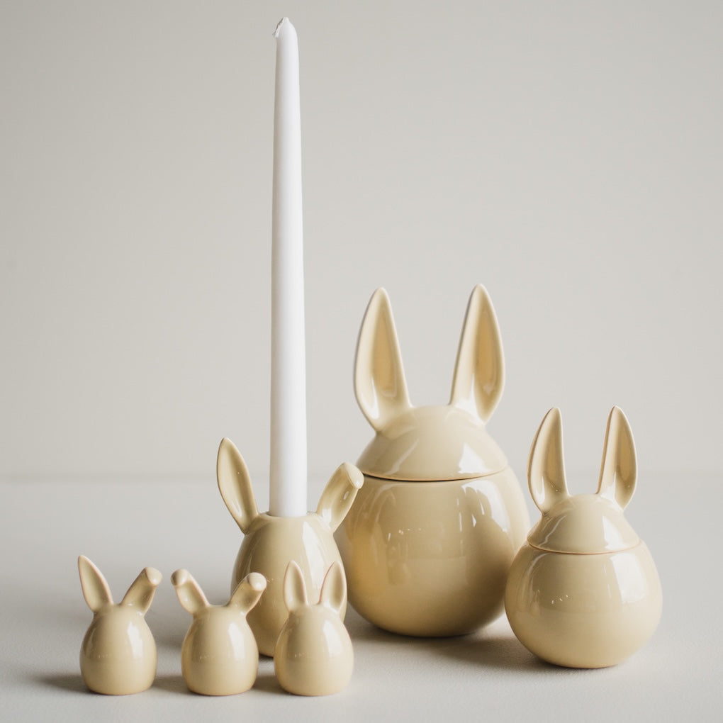 Eating Rabbit Schale mit Deckel - shiny yellow