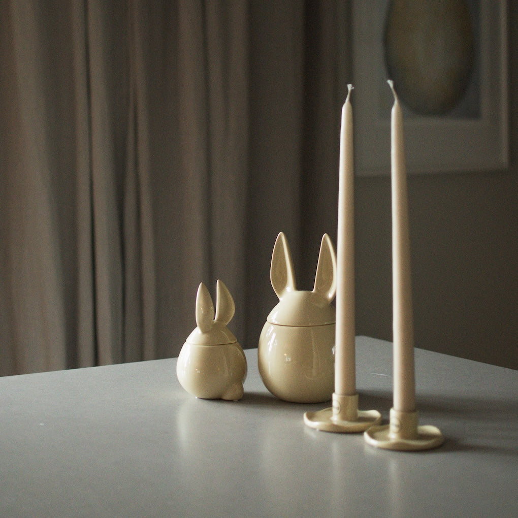 Eating Rabbit Schale mit Deckel - shiny yellow