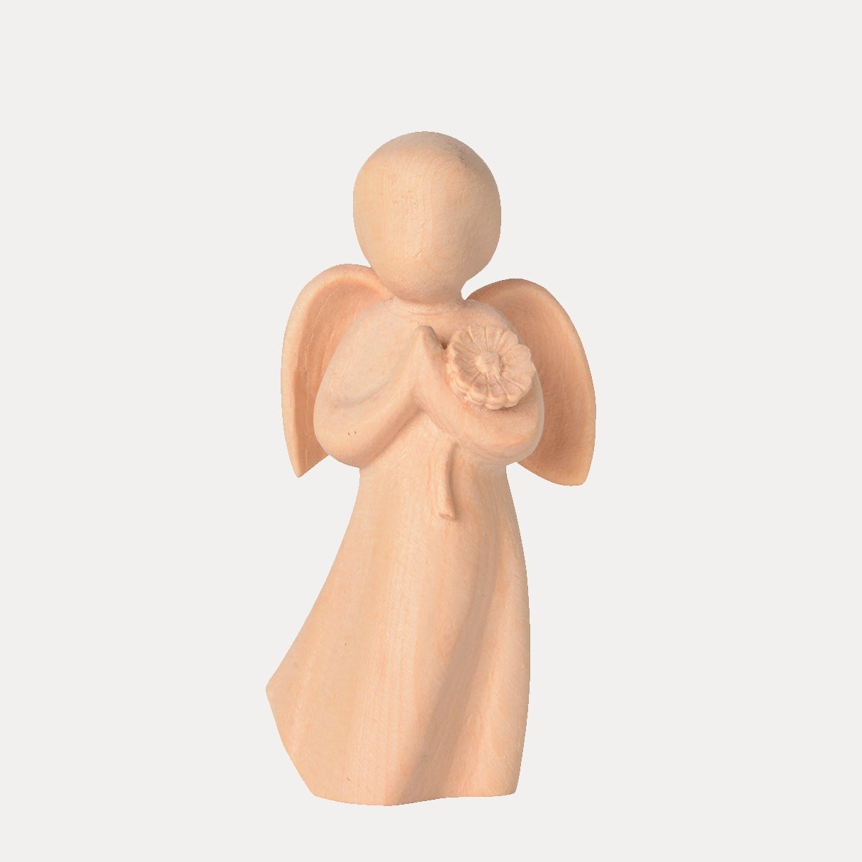 Engel mit Margerite - Zirbenholz