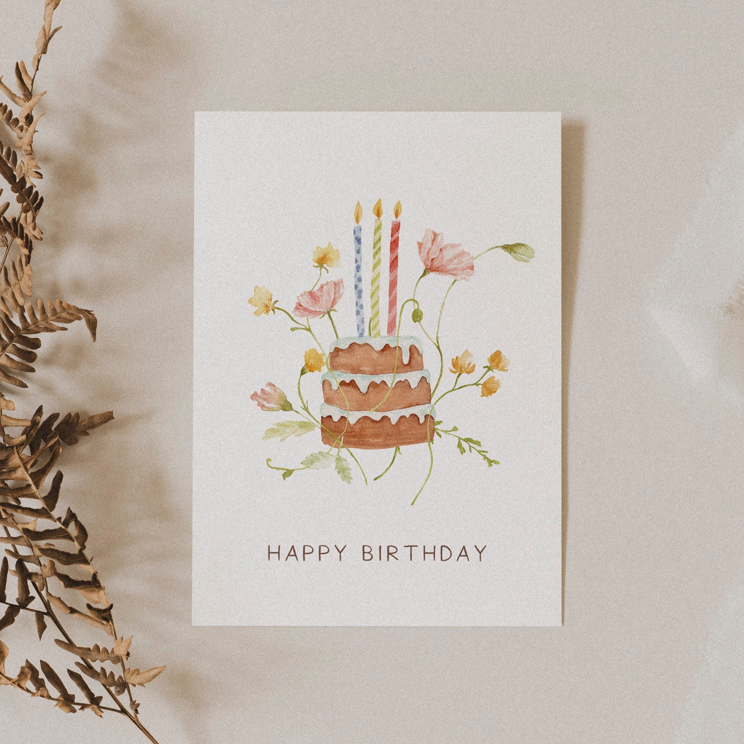 6er Set Geburtstagskarten A6 auf Strukturpapier - flowery