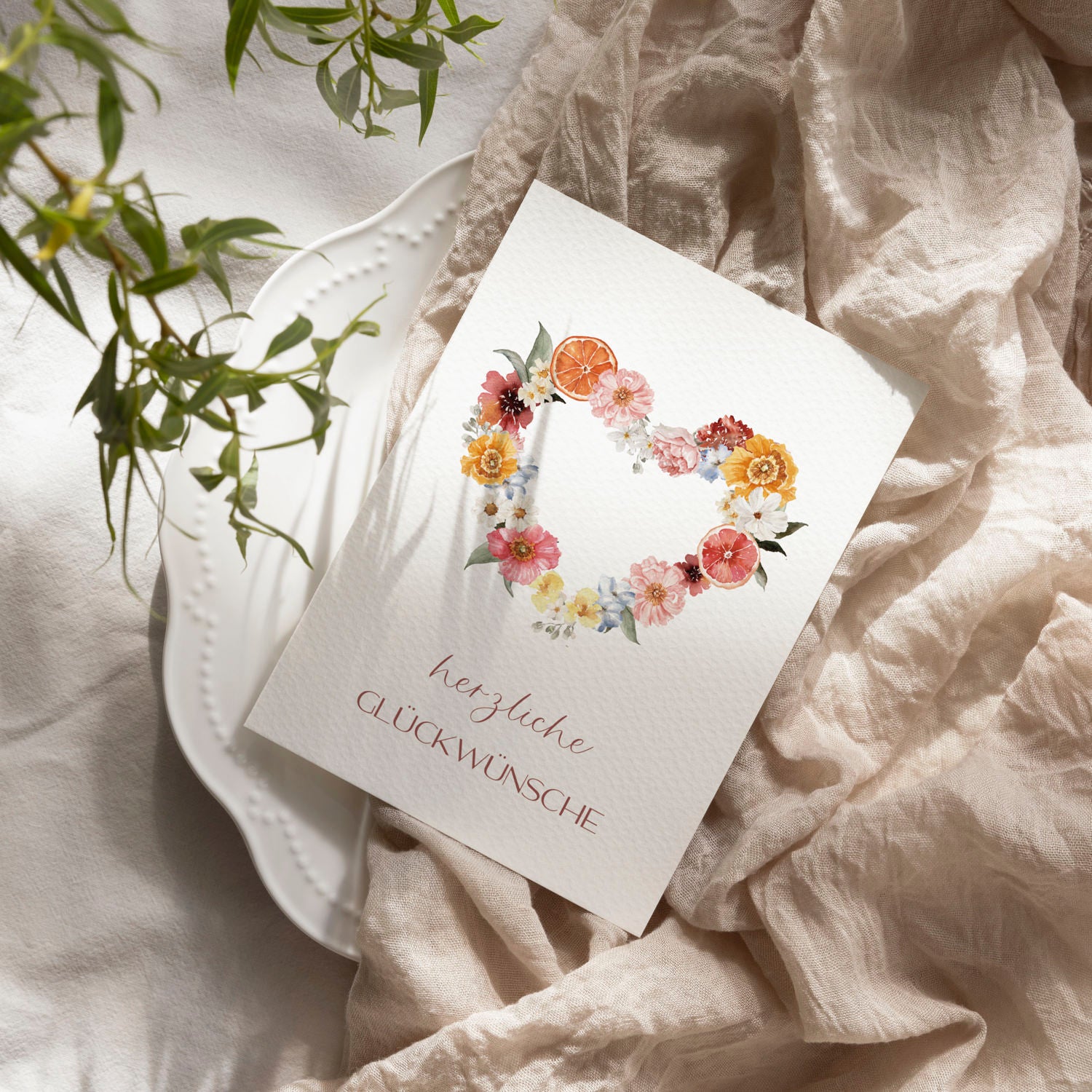 6er Set Geburtstagskarten A6 auf Strukturpapier - flowery