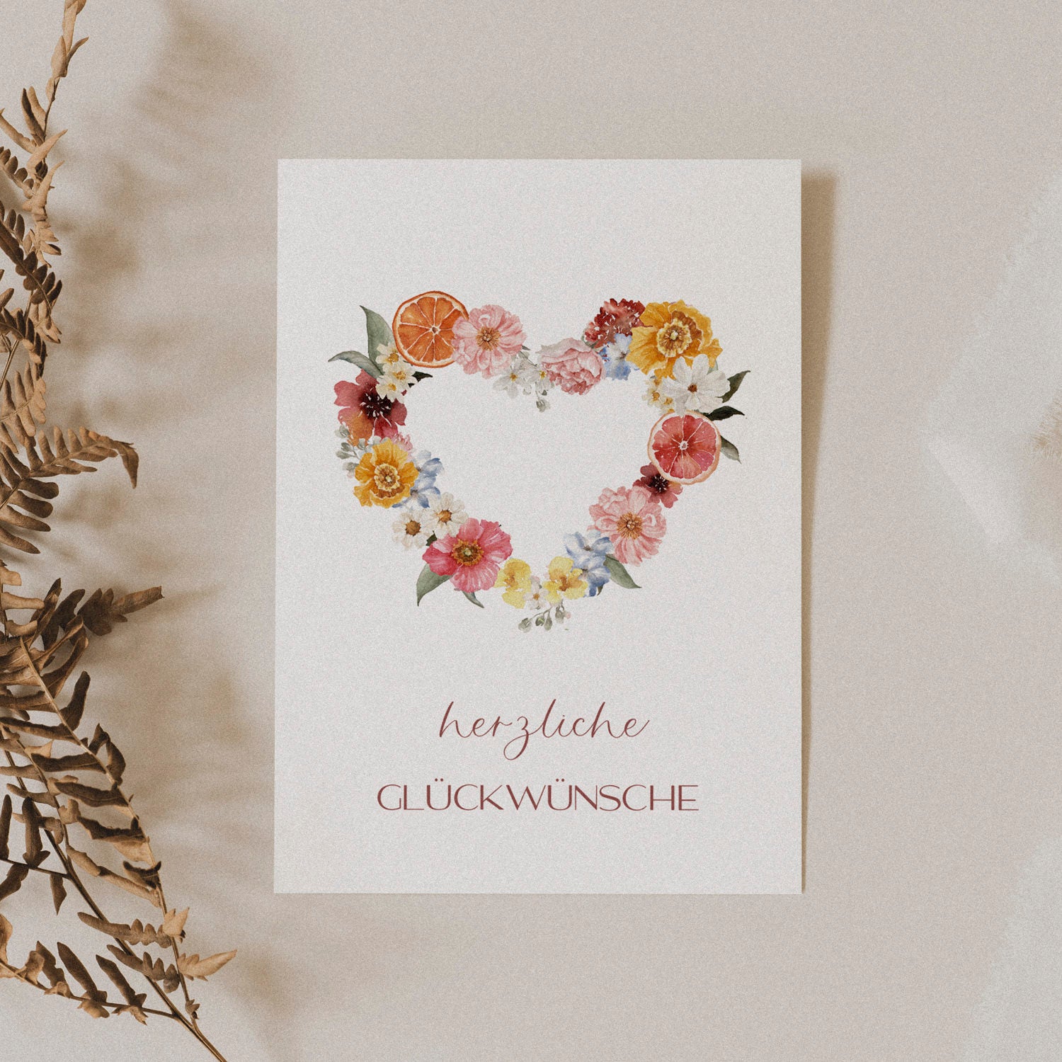 Glückwunschkarte auf Strukturpapier Herz A6