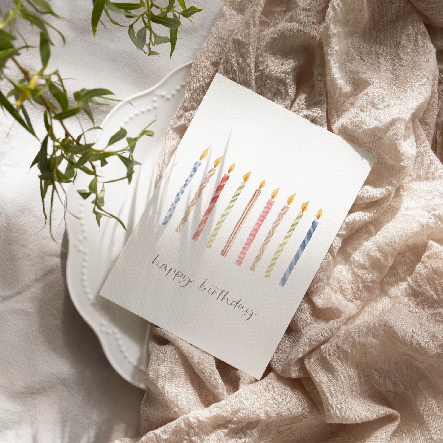 Geburtstagskarte auf Strukturpapier Kerzen A6
