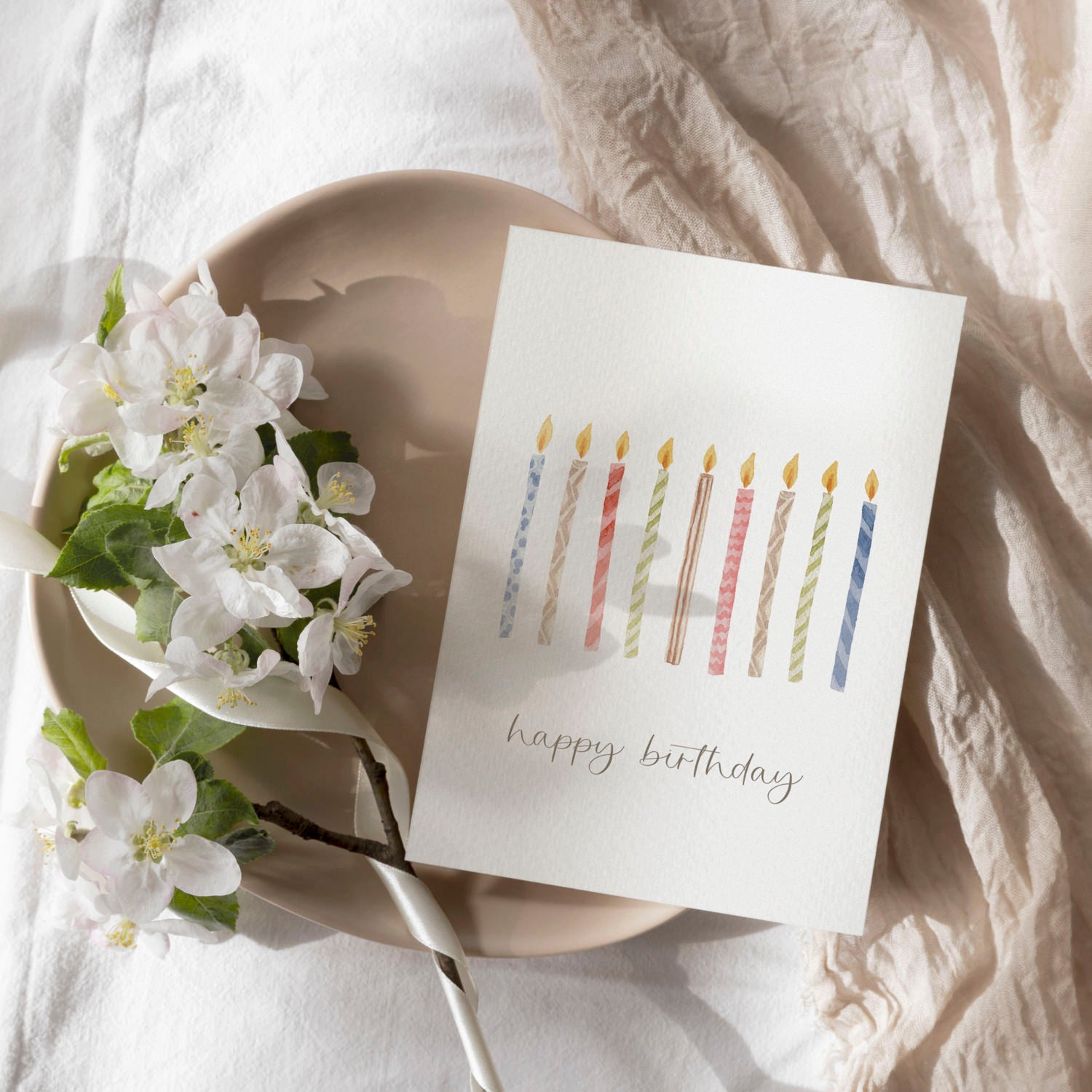 6er Set Geburtstagskarten A6 auf Strukturpapier - flowery