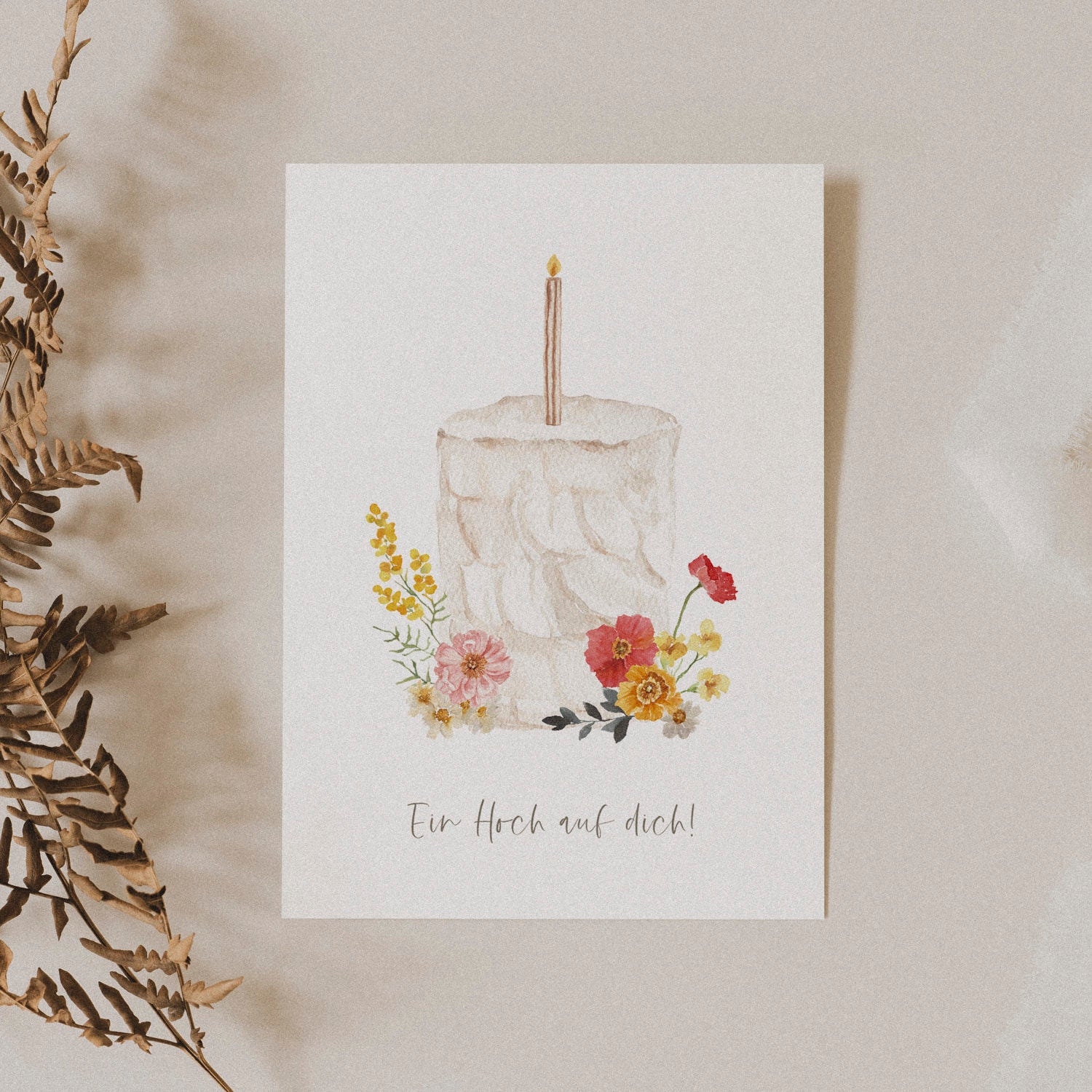 Geburtstagskarte auf Strukturpapier Torte A6