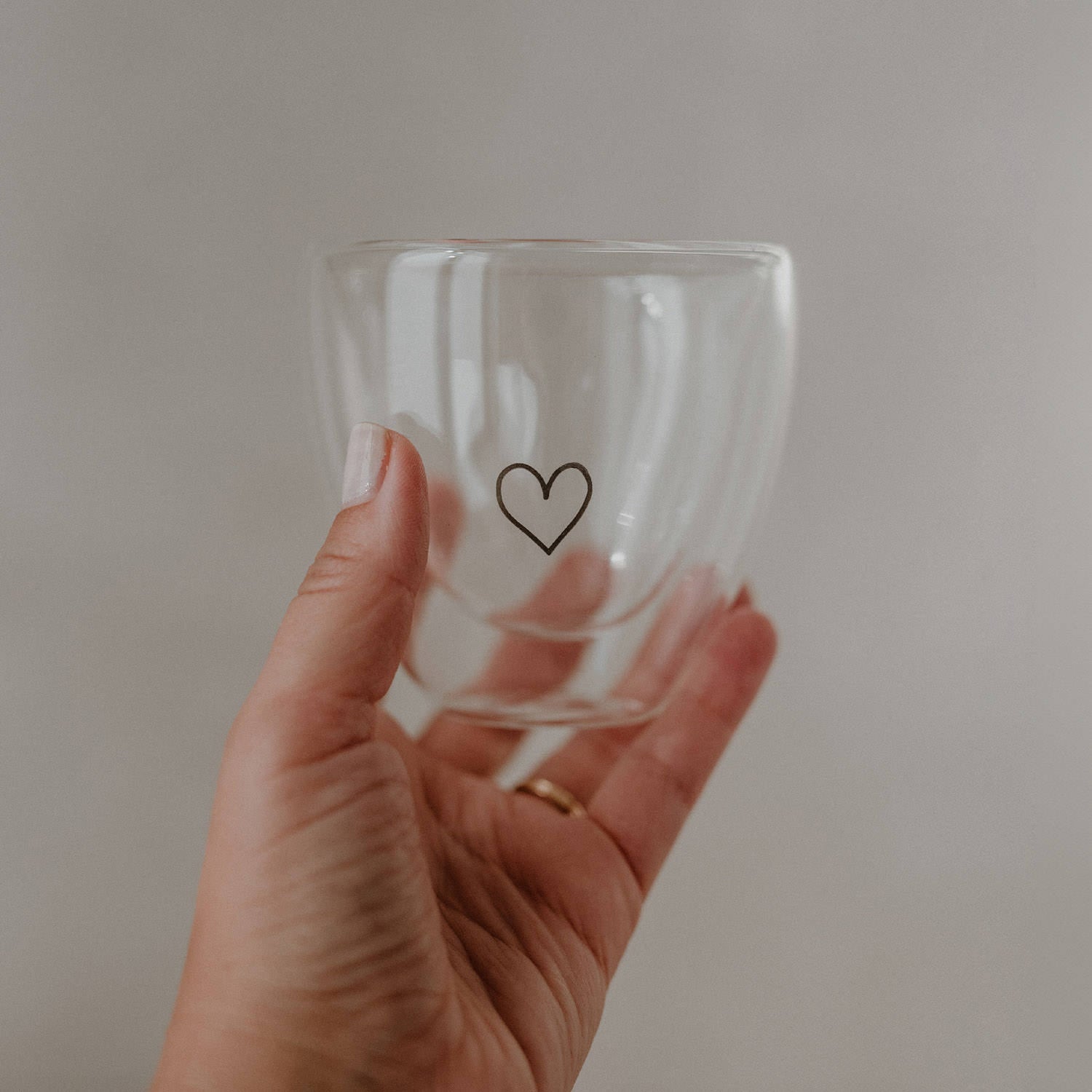 Doppelwandiges Herzglas 100ml - schwarz