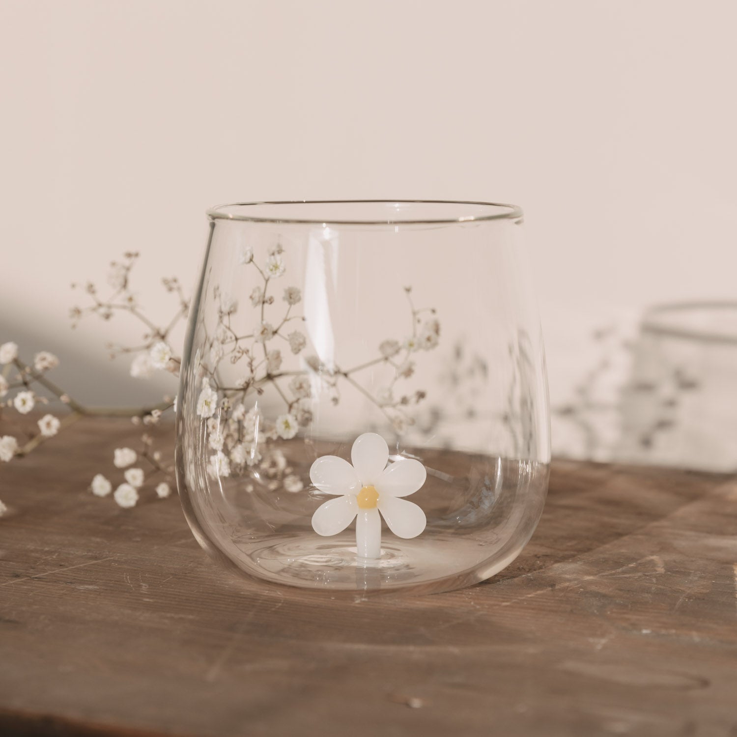 Trinkglas Daisyfigur - weiß gelb
