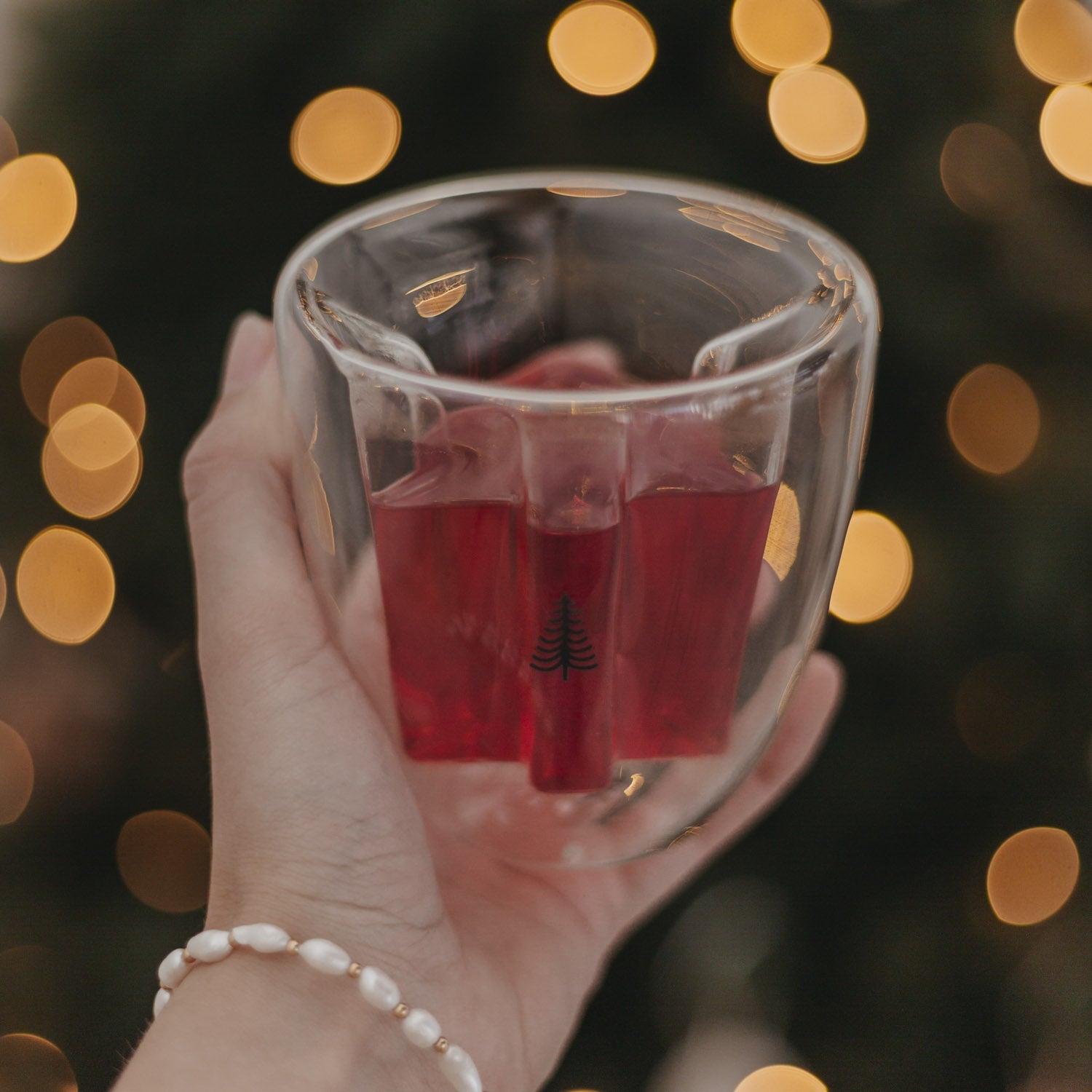 Doppelwandiges Tannenglas 200ml - schwarz