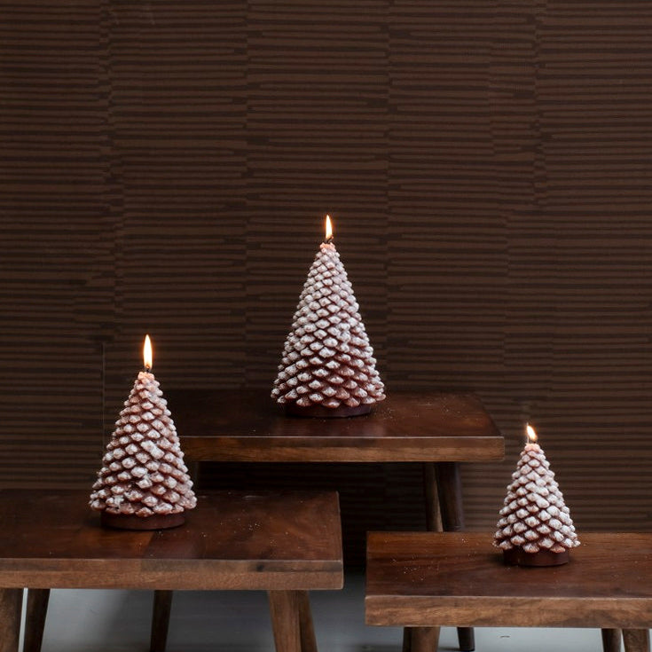 Kerze Tannenbaum Snow - braun