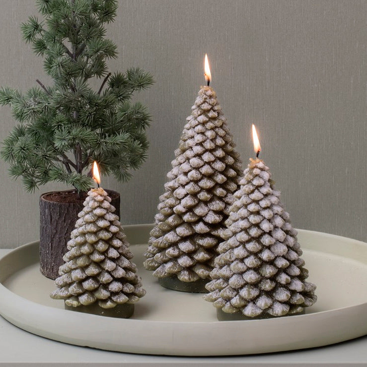 Kerze Tannenbaum Snow - grün