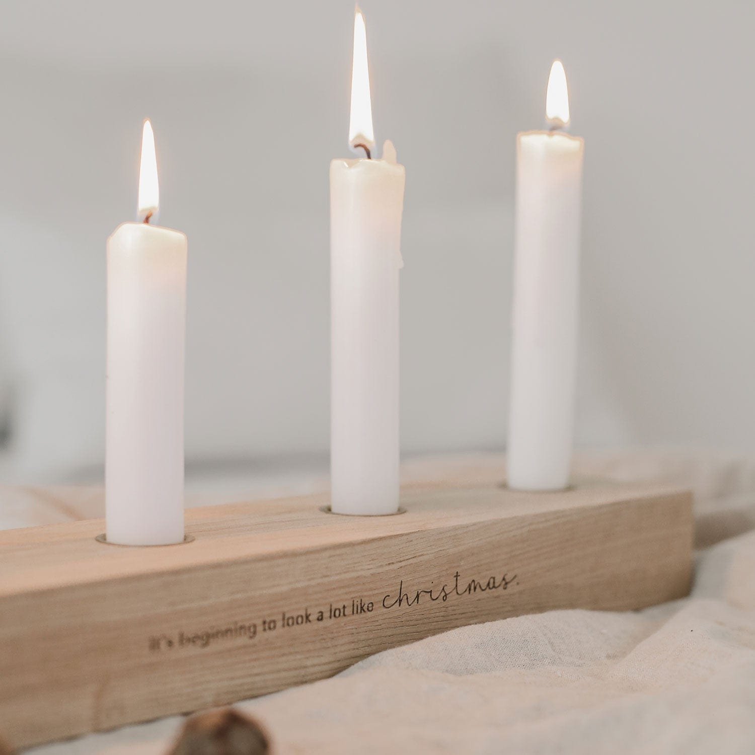 Adventskerzenbrett aus Eiche Christmas