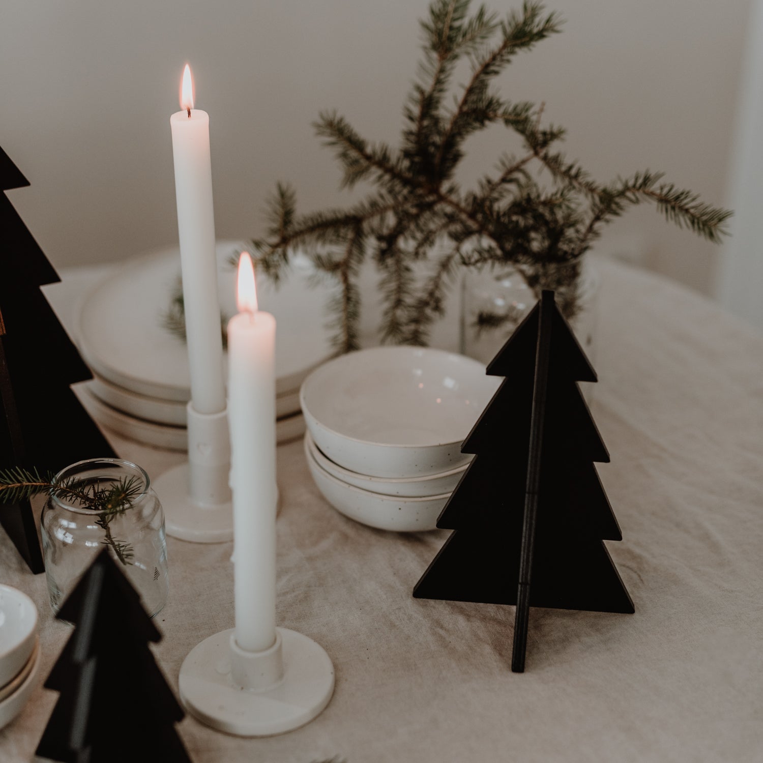 Tannenbäume aus Holz 3er Set - schwarz