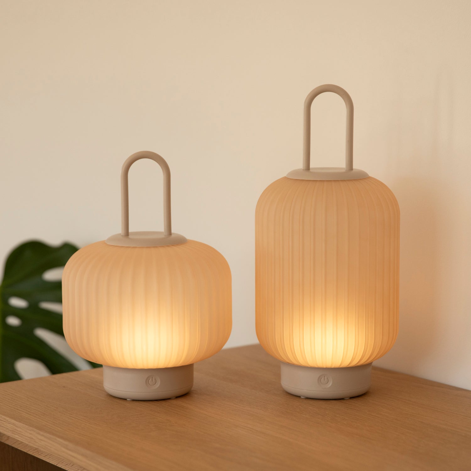 LED Laterne mit Glas outdoor - beige