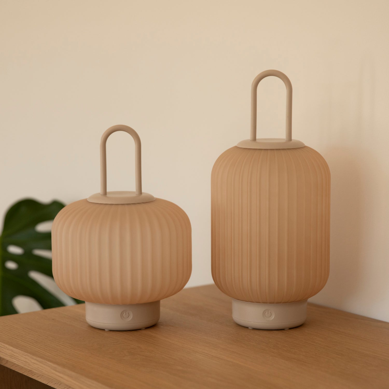 LED Laterne mit Glas outdoor - beige