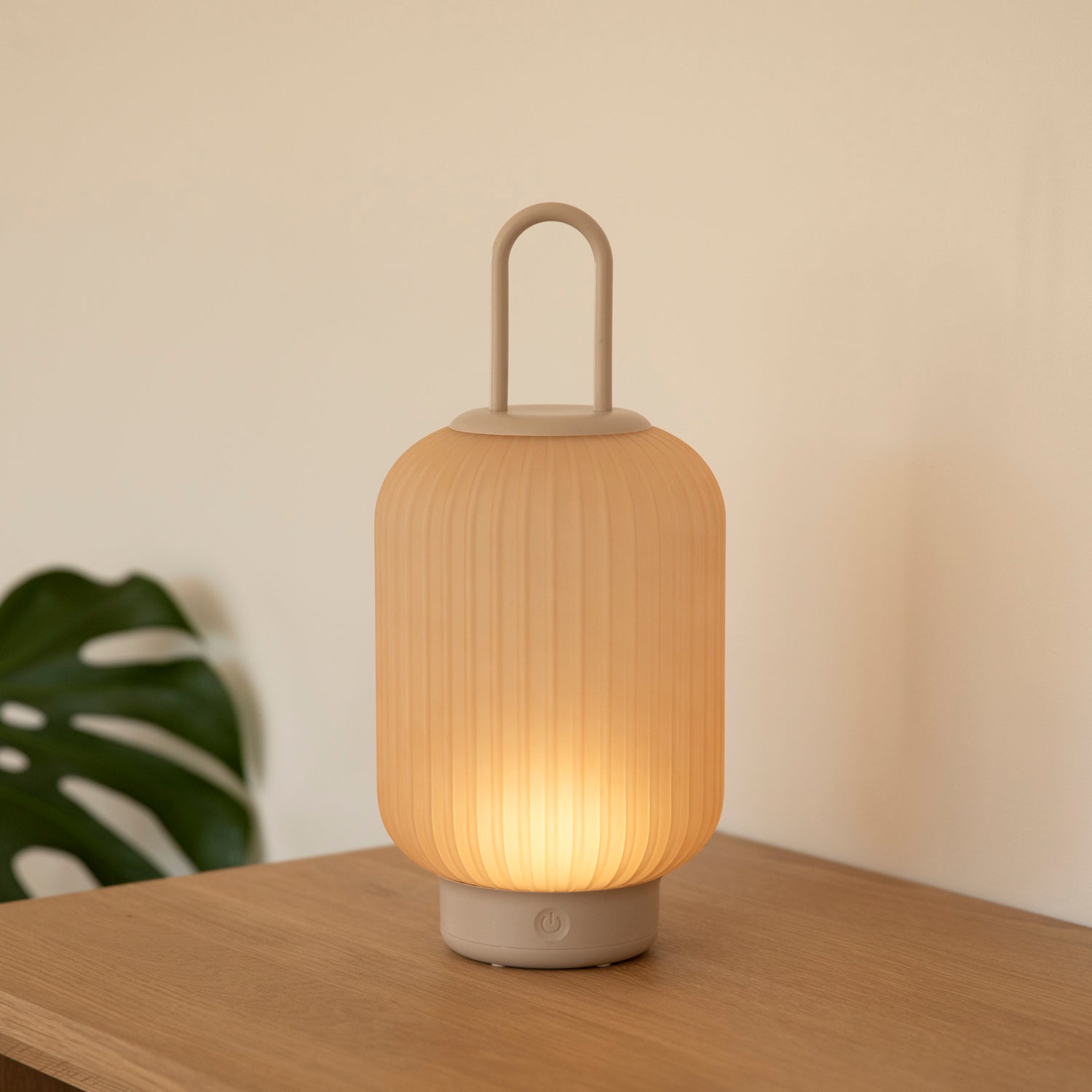 LED Laterne mit Glas outdoor - beige