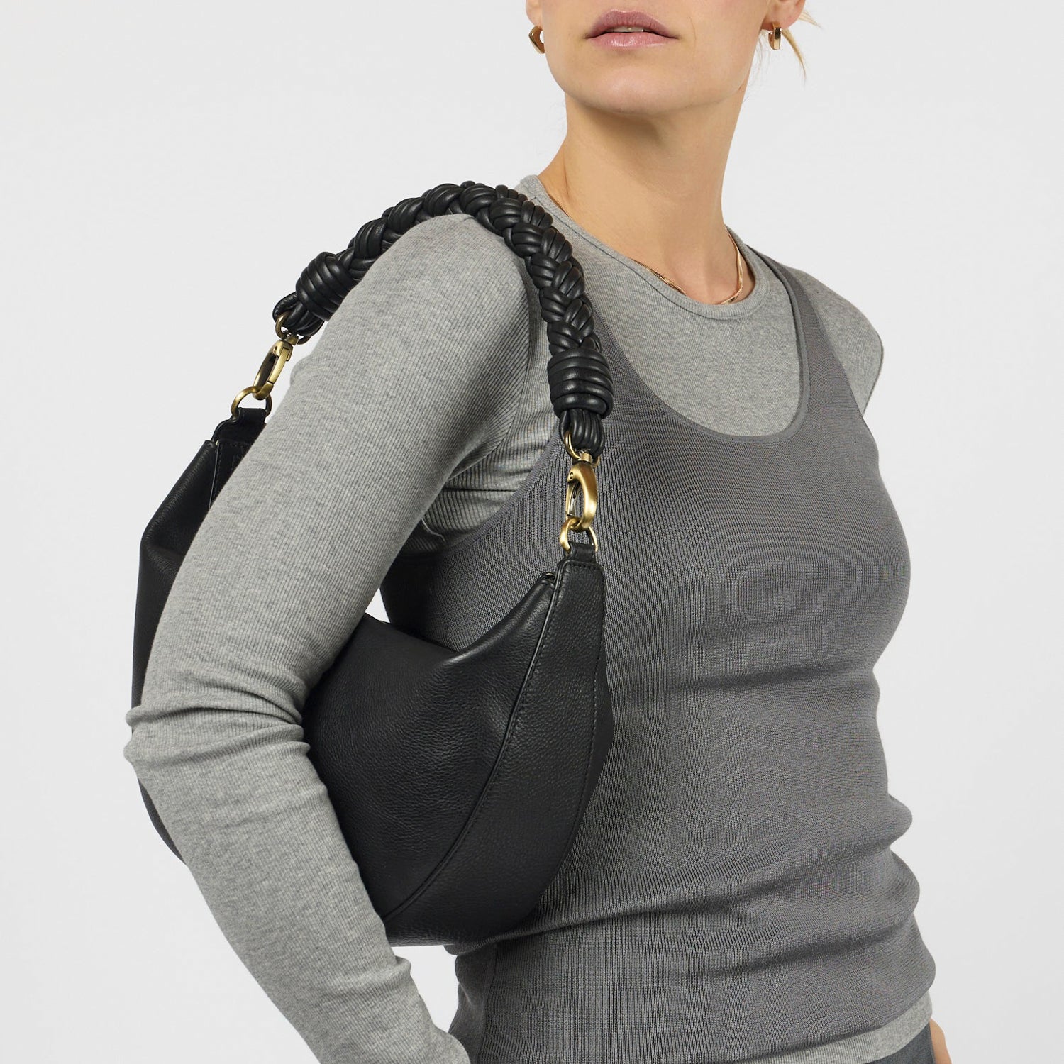 Leo Maxi Tasche - Leder Schwarz mit 2 Straps