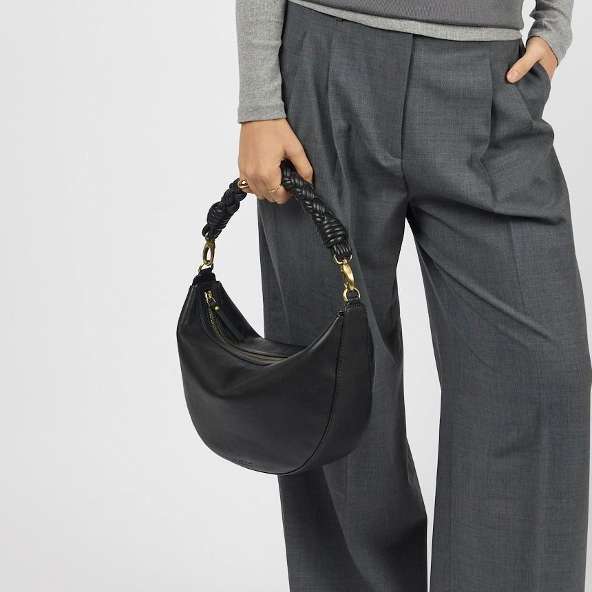 Leo Maxi Tasche - Leder Schwarz mit 2 Straps