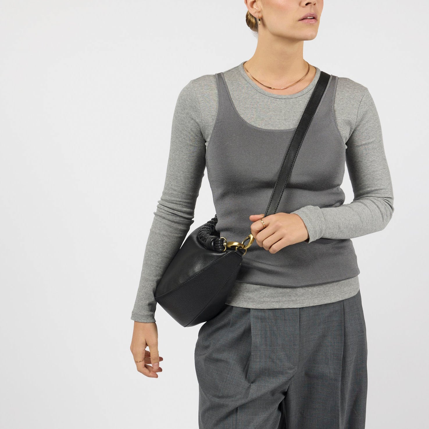 Leo Maxi Tasche - Leder Schwarz mit 2 Straps