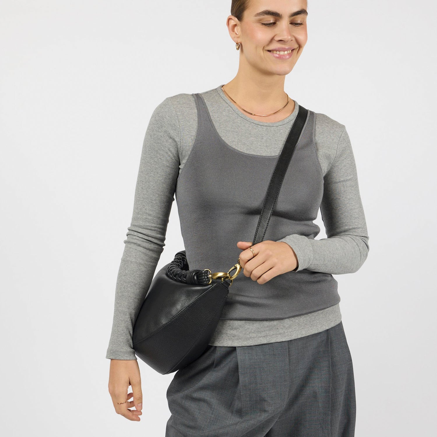 Leo Maxi Tasche - Leder Schwarz mit 2 Straps