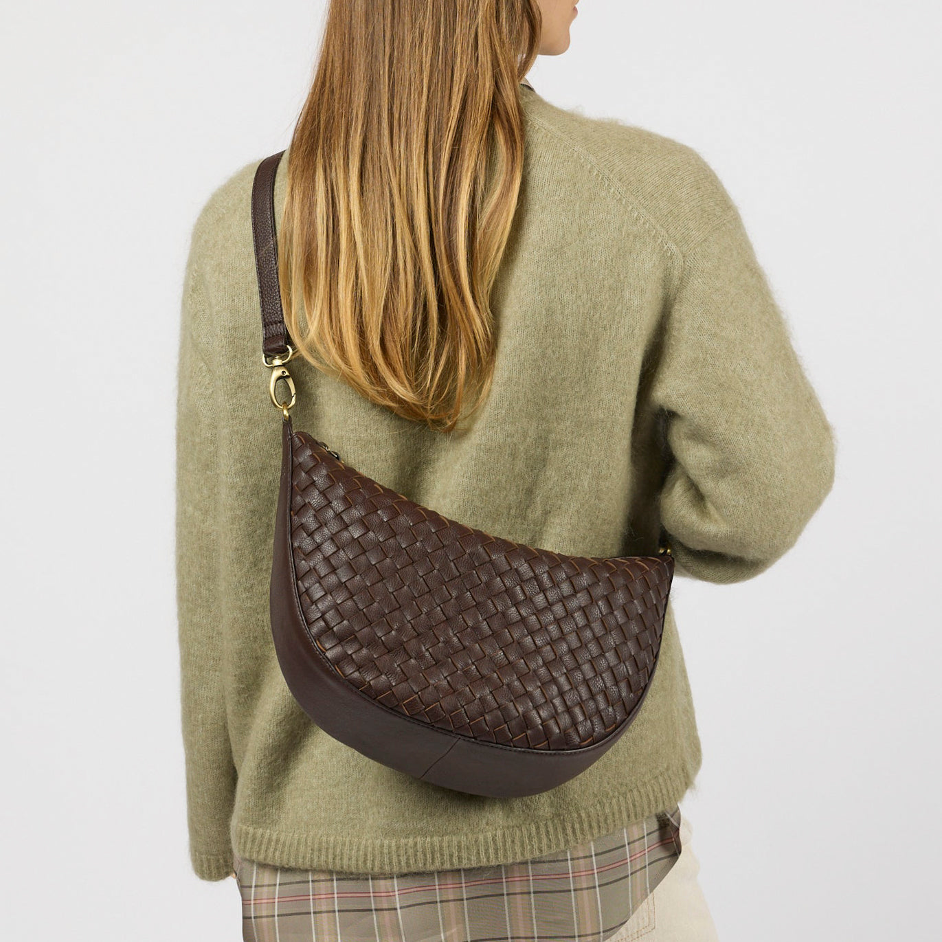 Leo Maxi Tasche - Leder Woven Chocolate