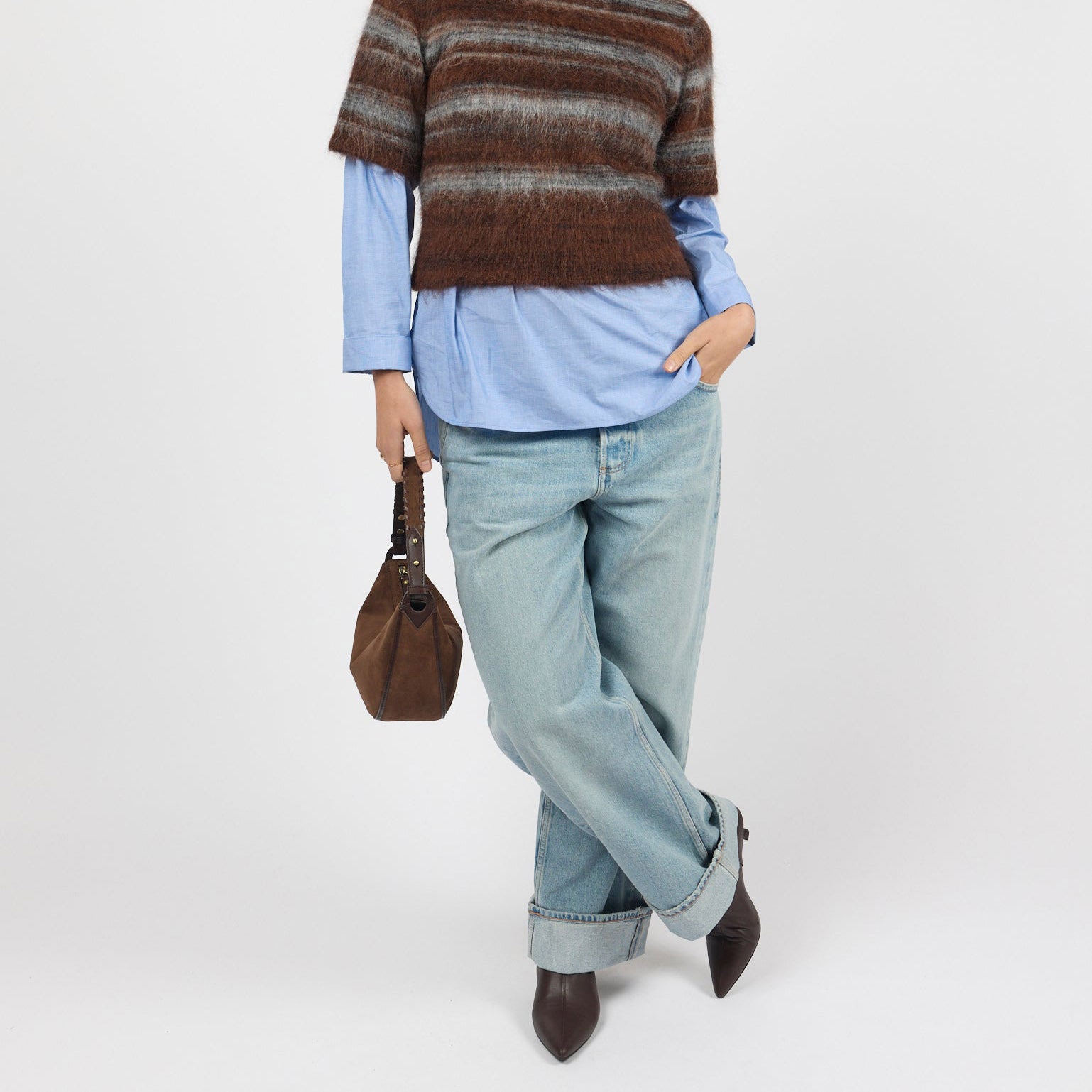 Leo Tasche - Suede Leder Chocolate