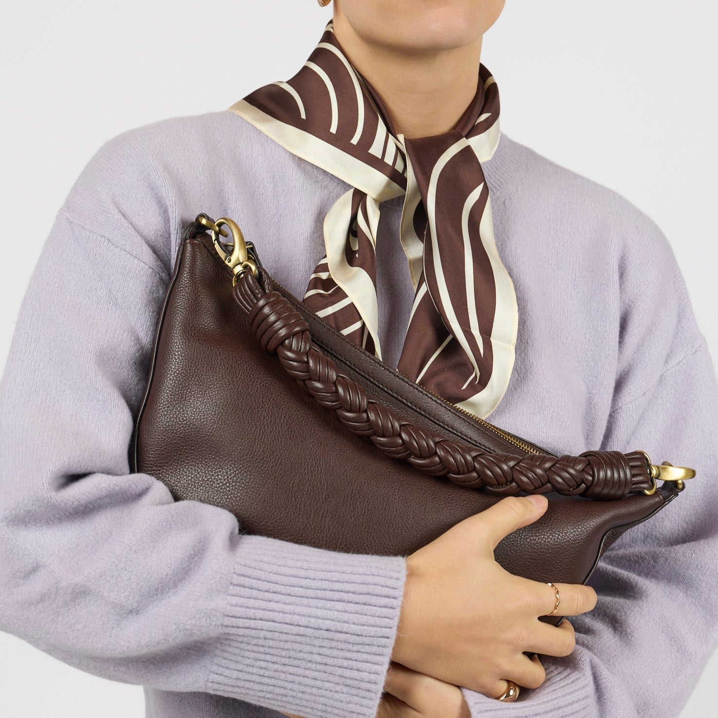 Leo Maxi Tasche - Leder Chocolate mit 2 Straps