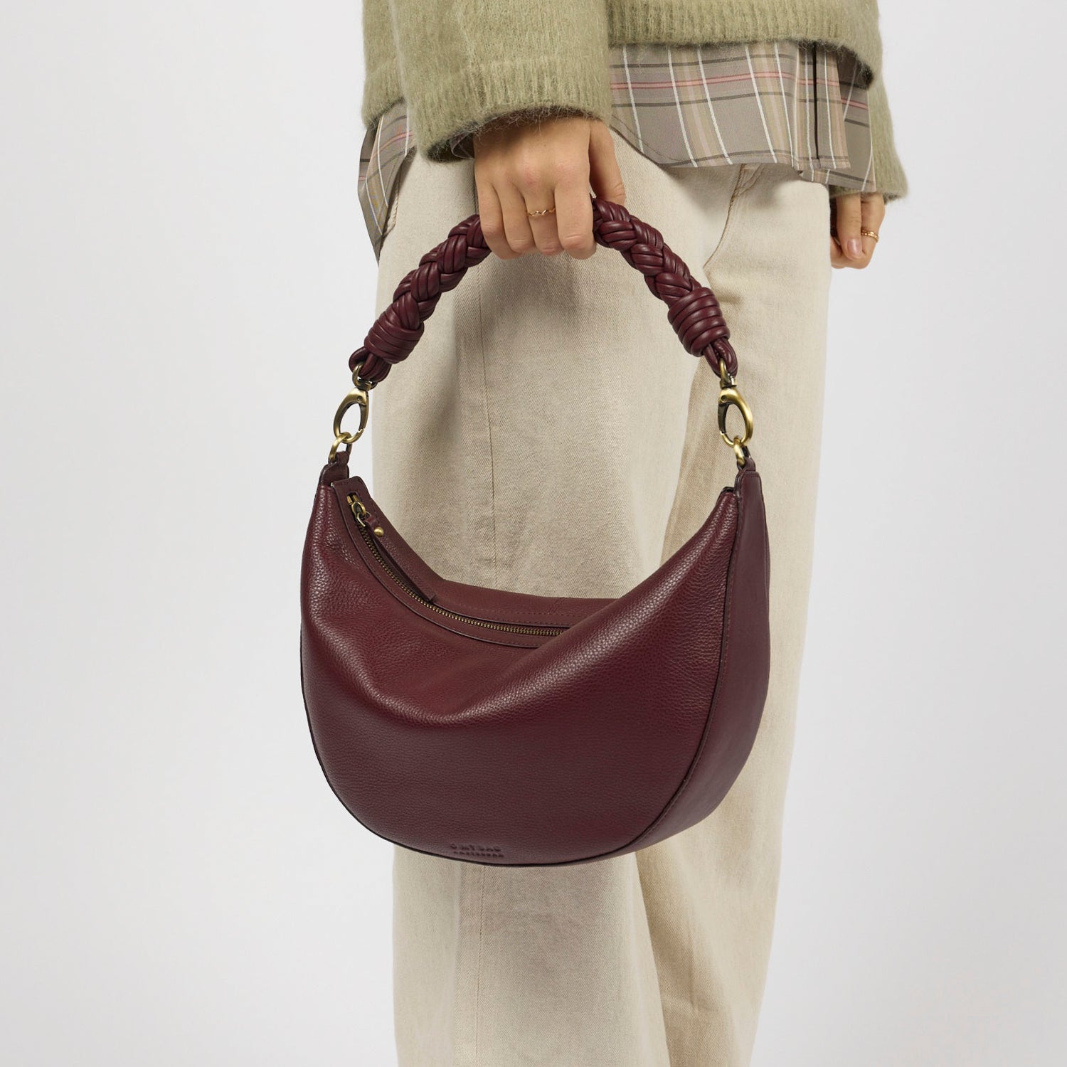 Leo Maxi Tasche - Leder Dark Cherry mit 2 Straps