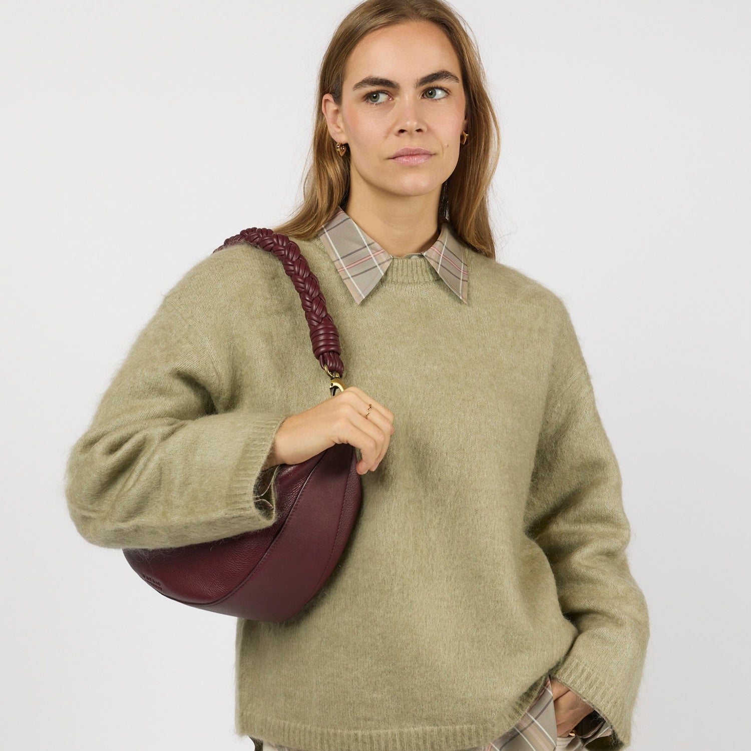 Leo Maxi Tasche - Leder Dark Cherry mit 2 Straps