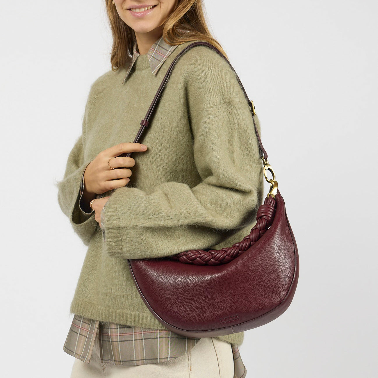 Leo Maxi Tasche - Leder Dark Cherry mit 2 Straps