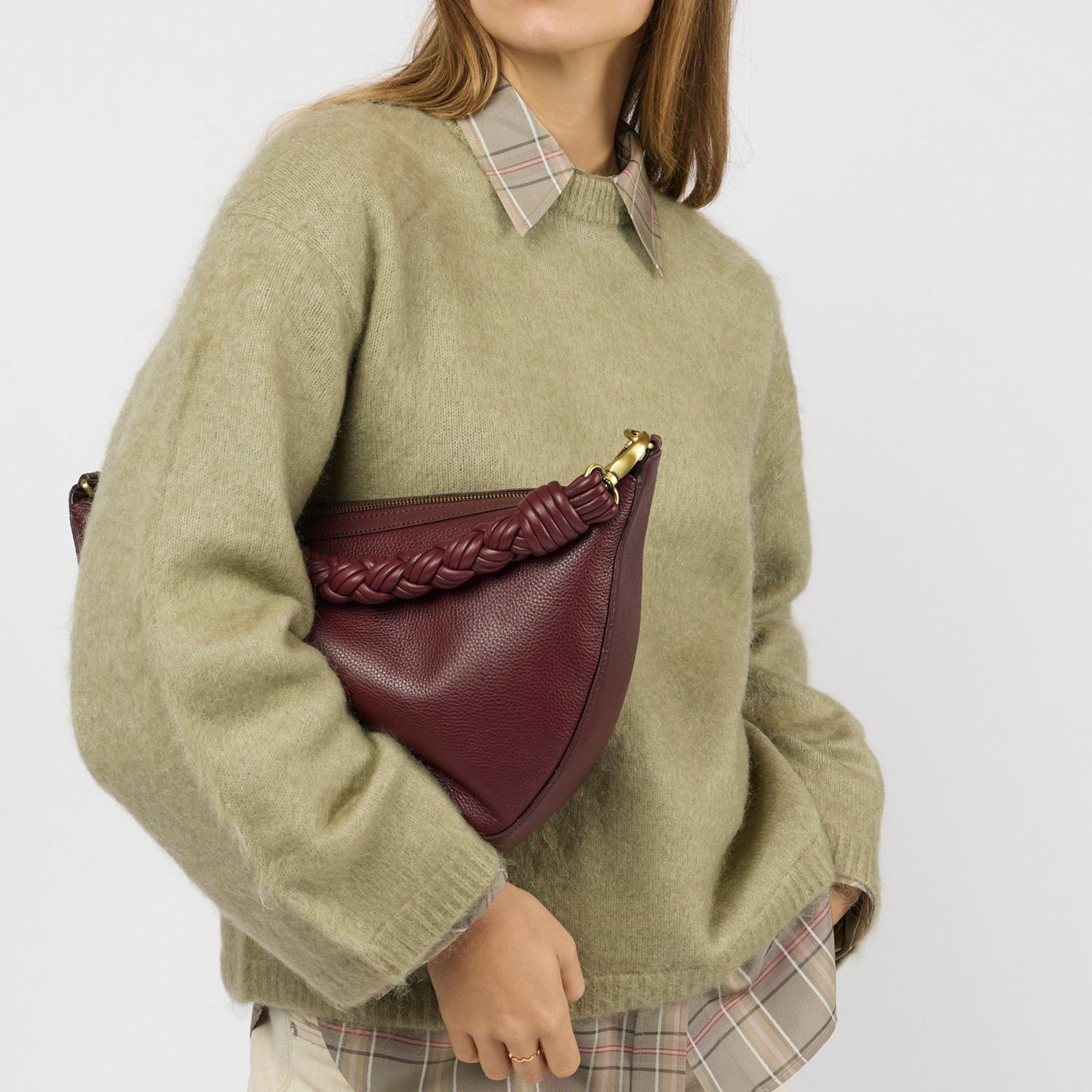 Leo Maxi Tasche - Leder Dark Cherry mit 2 Straps