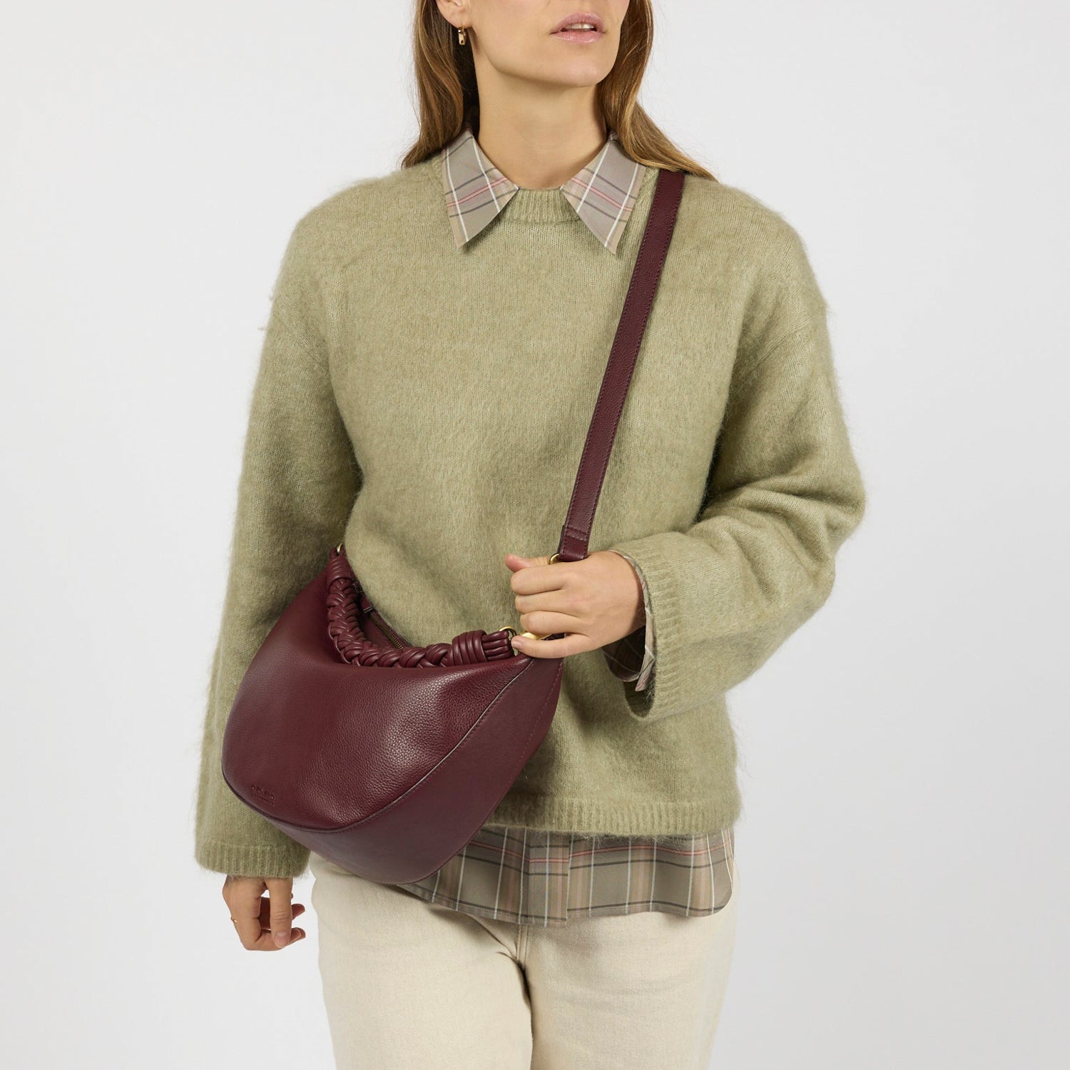 Leo Maxi Tasche - Leder Dark Cherry mit 2 Straps