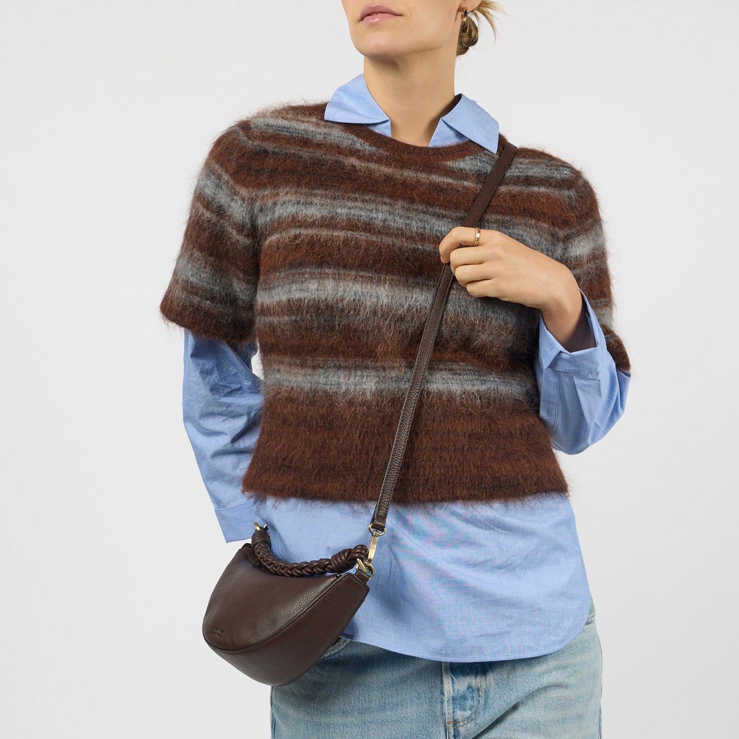 Leo Mini Tasche - Leder Chocolate mit 2 Straps