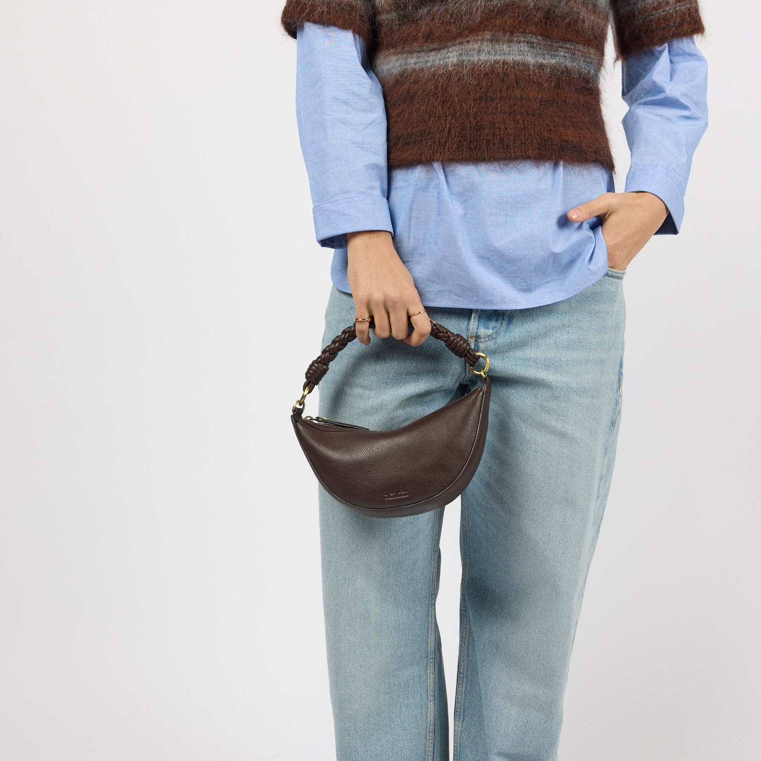 Leo Mini Tasche - Leder Chocolate mit 2 Straps