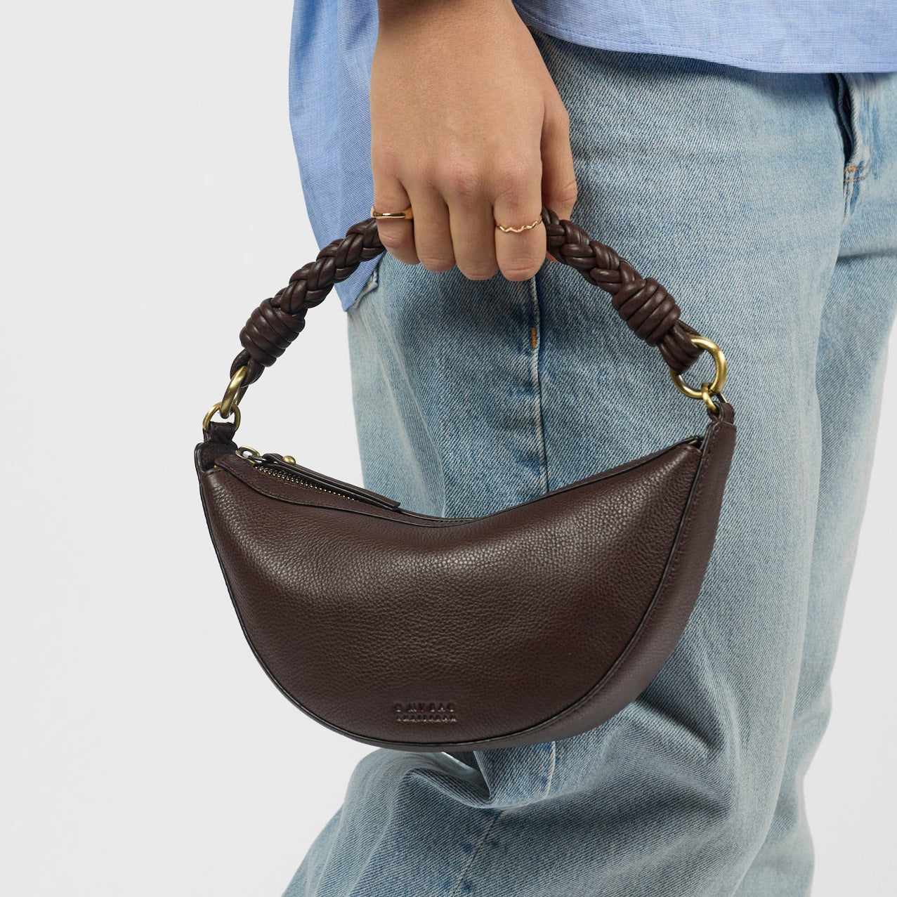 Leo Mini Tasche - Leder Chocolate mit 2 Straps