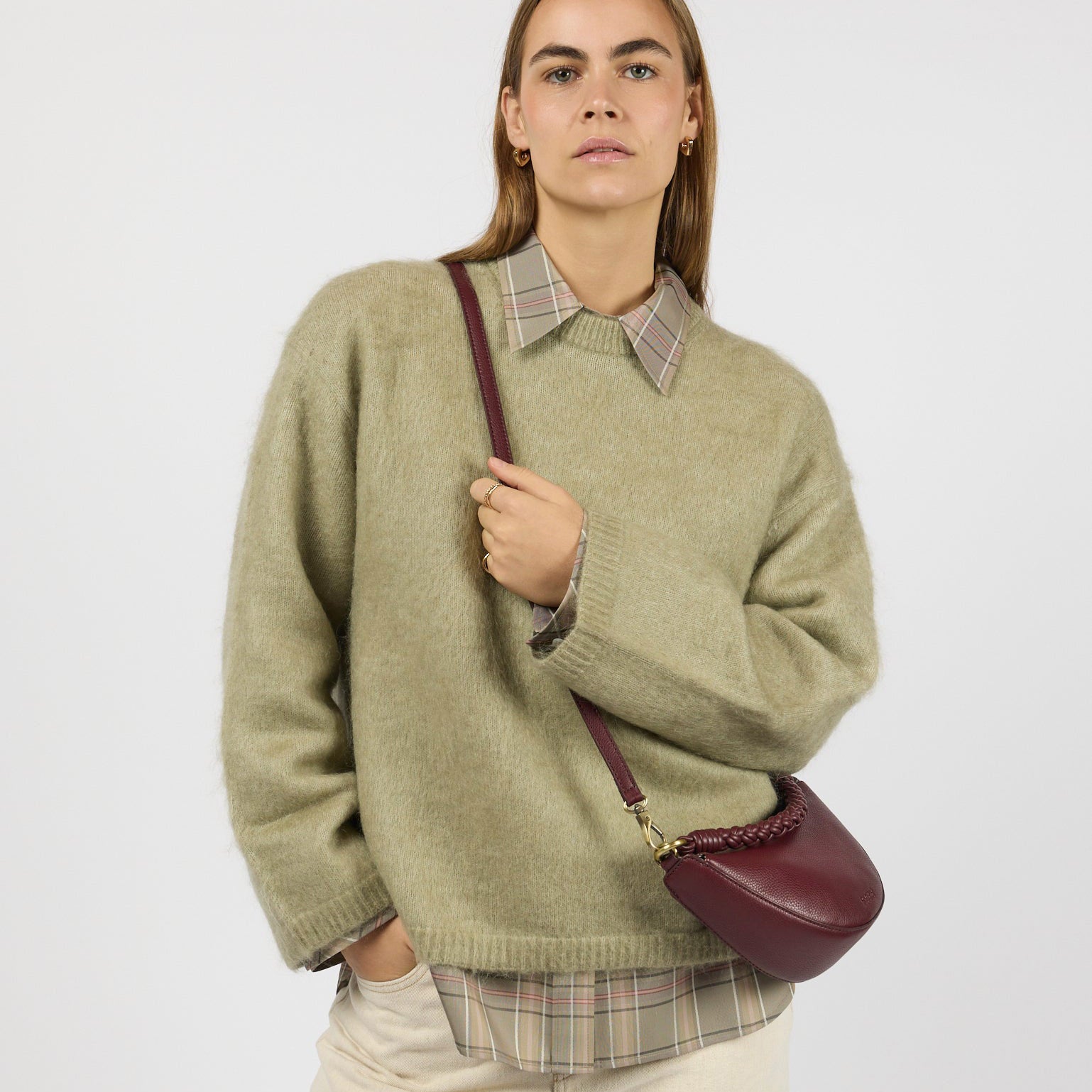 Leo Mini Tasche - Leder Dark Cherry mit 2 Straps