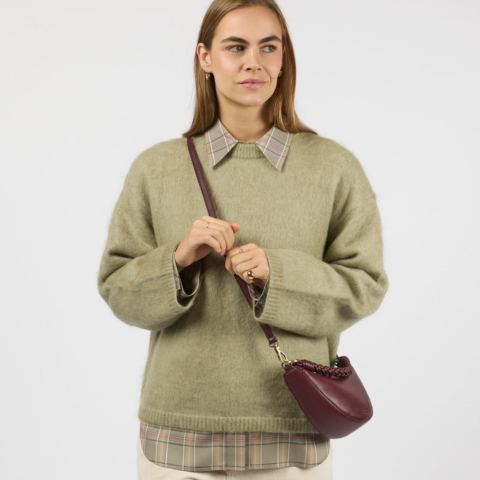 Leo Mini Tasche - Leder Dark Cherry mit 2 Straps