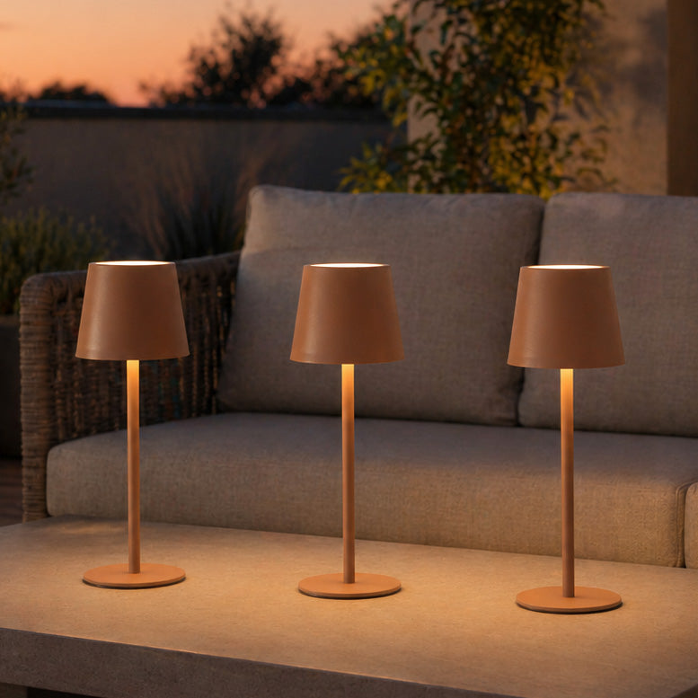 LED Tischlampe 3er Set mit Ladestation - terra
