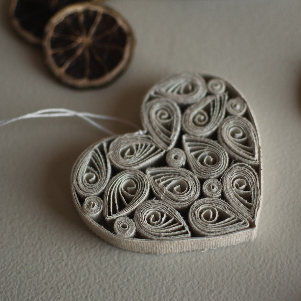 Dekoanhänger Paper Heart - creme