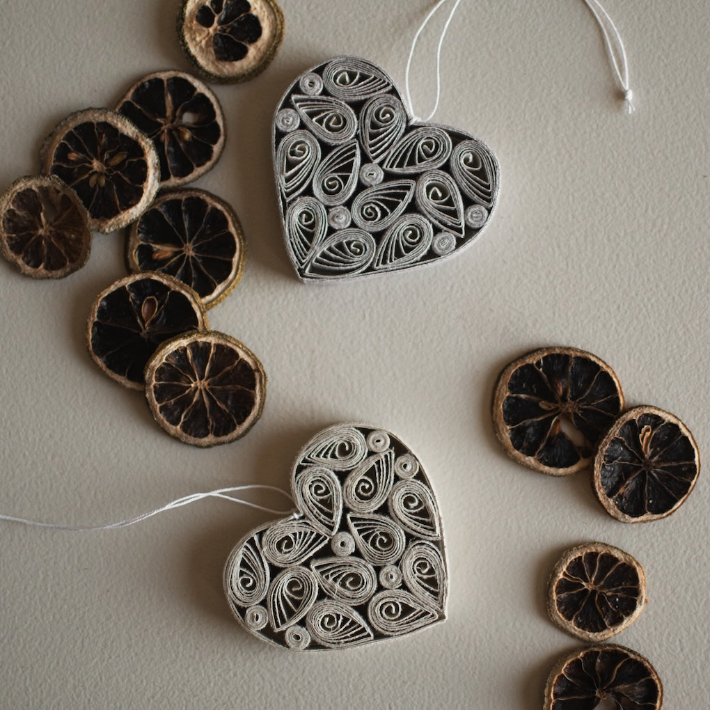 Dekoanhänger Paper Heart - creme