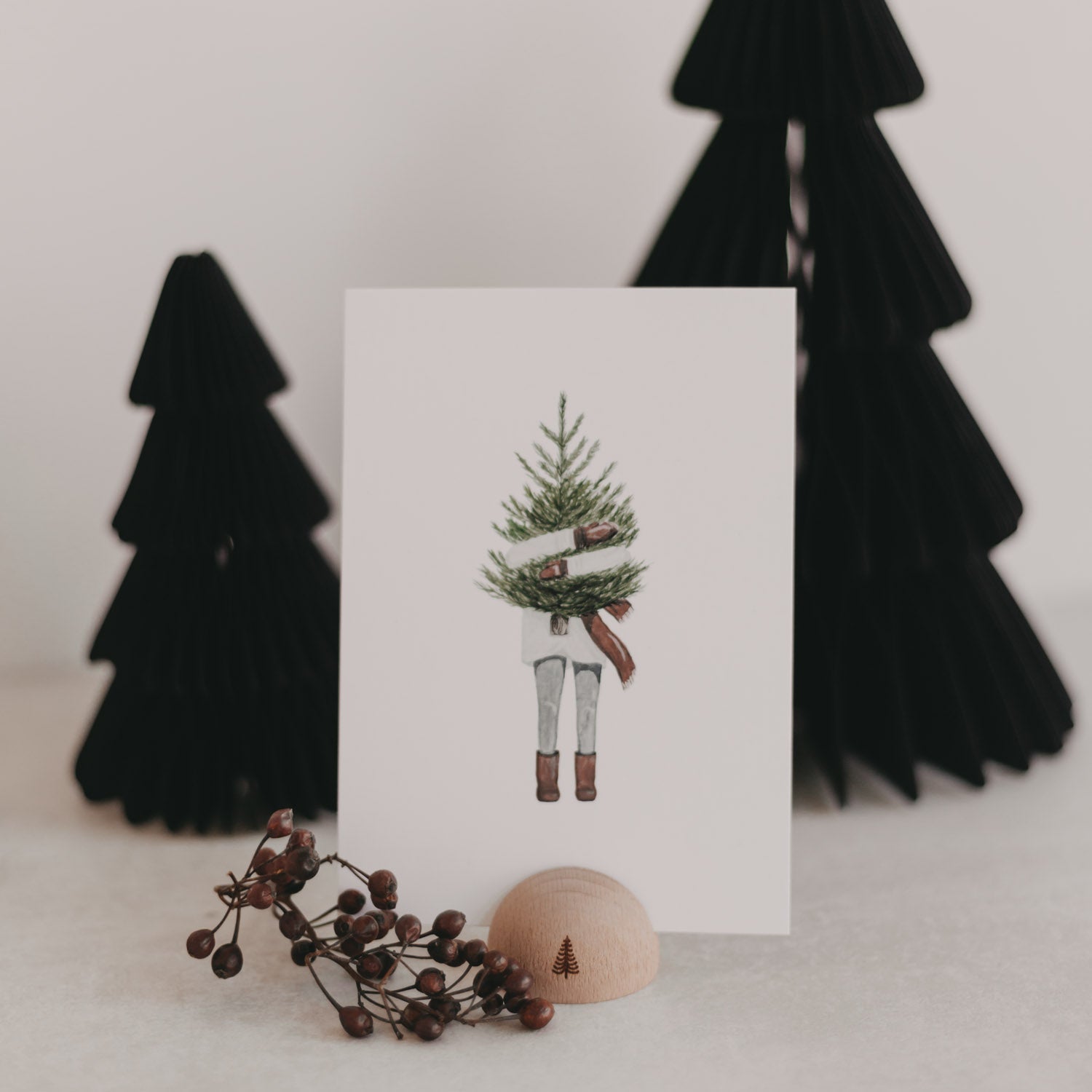 Halbrunder Kartenständer Tanne - natur