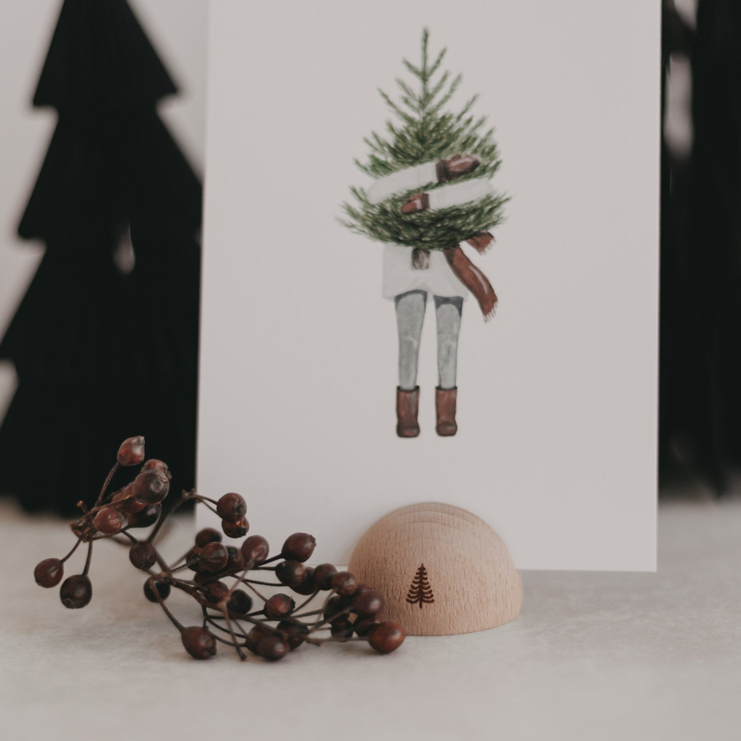 Halbrunder Kartenständer Tanne - natur