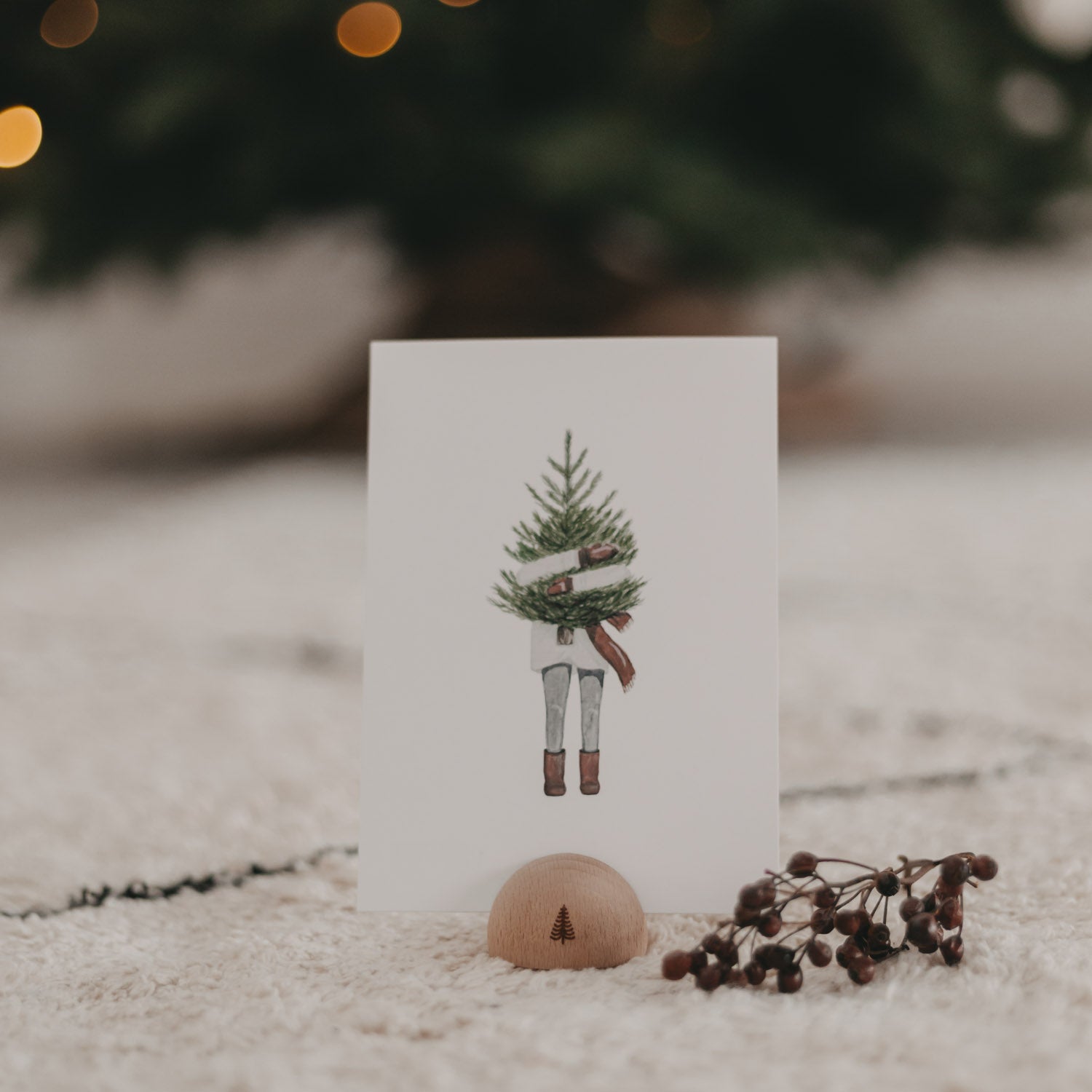Halbrunder Kartenständer Tanne - natur