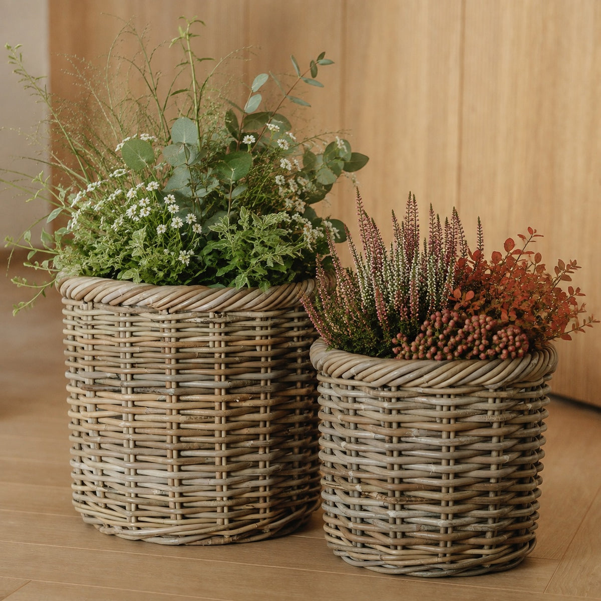 Rattan Pflanzkorb Cubu - rund